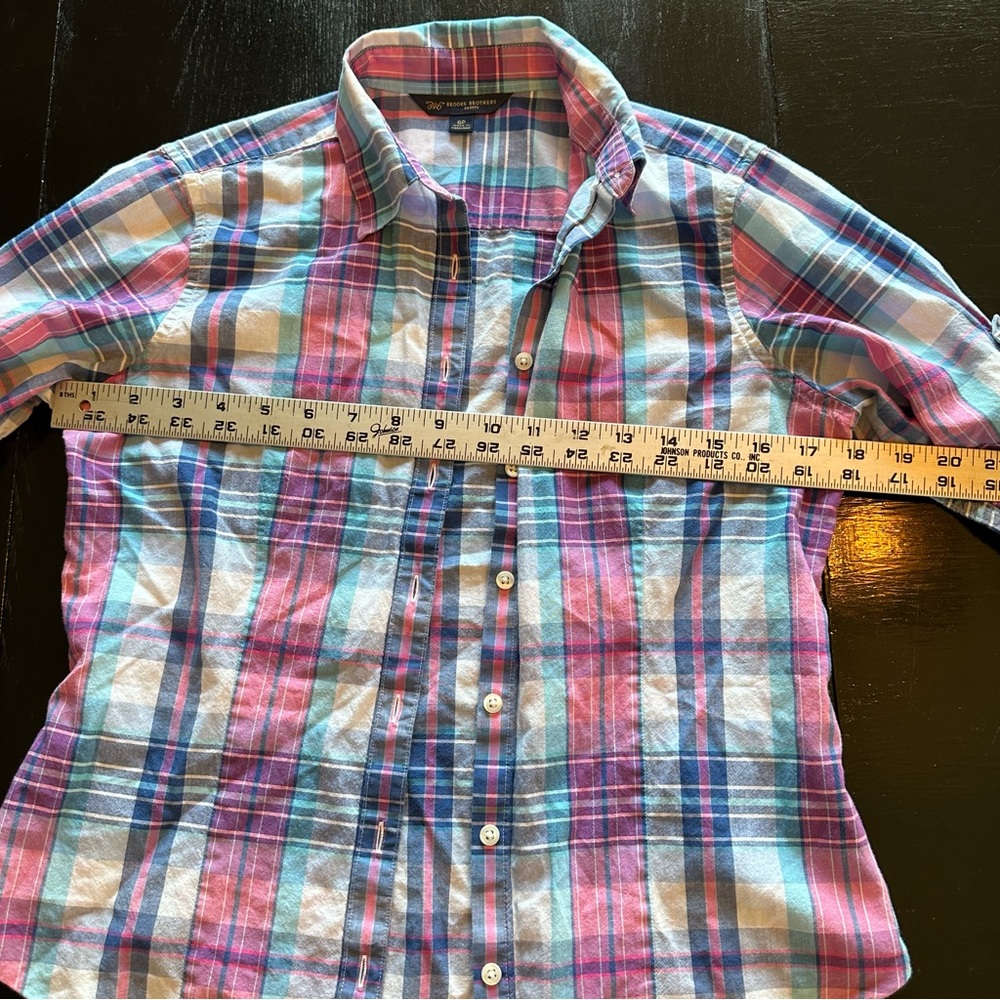 Vintage Retro Iconic Brooks Brothers Blue and Pink Y2K Button Down Size 6P - Picture 5 of 9